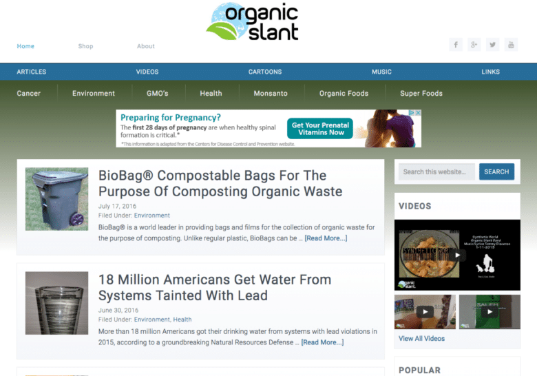 Organic slant news article website